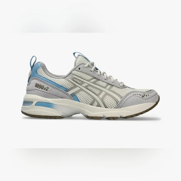 ASICSWomen's Gel-1090V2 Running Gray and Blue Sneakers Size 8